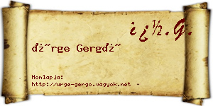Ürge Gergő névjegykártya